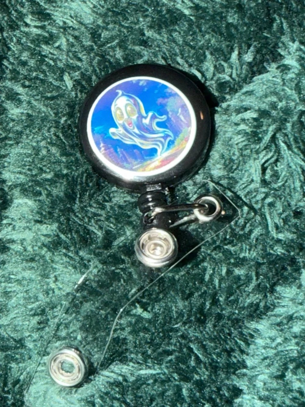 Retractable Badge Reel with Ghost Design - Black